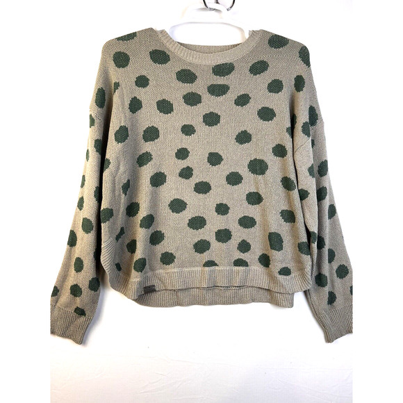 Simply Southern Pullover Sweater Women's 2XL Green Gray Polka Dots Casual Preppy - Picture 1 of 7
